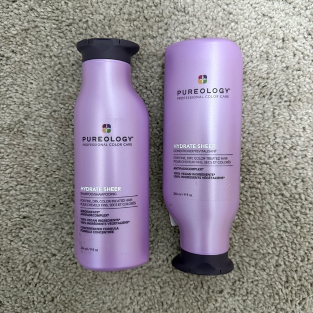 Pureology Hydrate Sheer Nourishing Shampoo & Conditioner Set Hair Treatment NEW